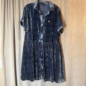 Teddy Fresh Houndstooth velvet Patterned‎ Collar Dress Grunge Holiday